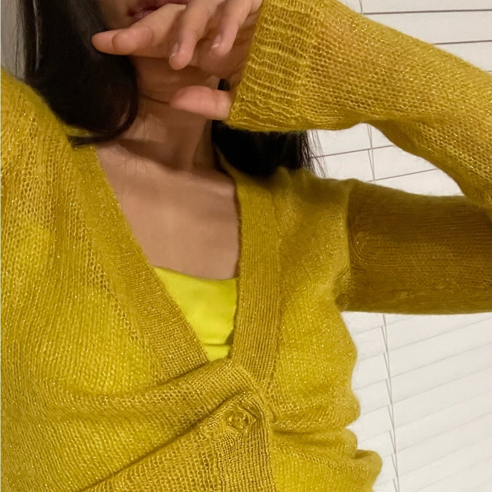 Anthropology Yellow Gold Mohair & Wool Cardigan